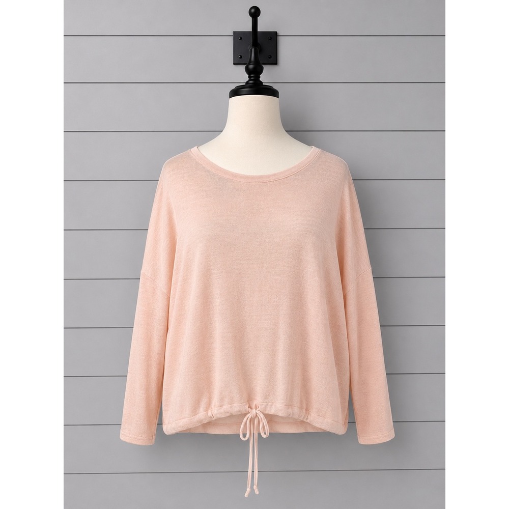 Belle Beach Kim Gravel Breezy Knit Drawstring Top Peach Oversized Relaxed Size M